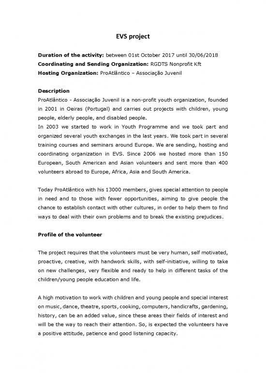 picture Evs Project Pdf 50039 | Evs Project Description Volunteer For Change Proatlantico 2017