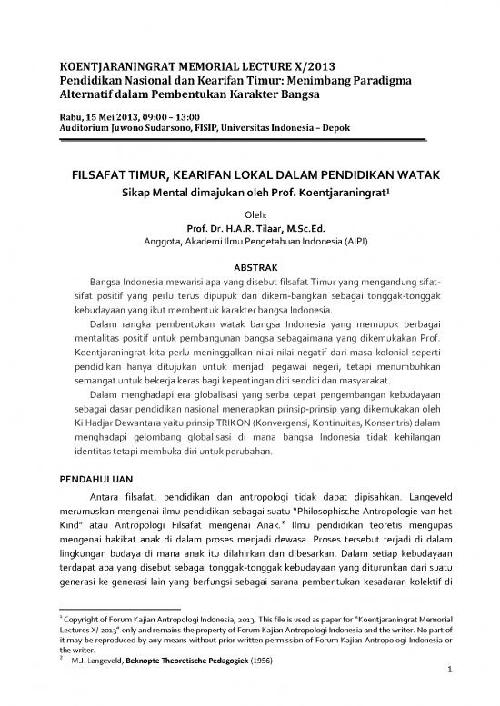 picture Filsafat Ilmu Pdf 51312 | Kml X 2013 Paper Tilaar Filsafat Timur Kearifan Lokal Dalam Pendidikan Watak