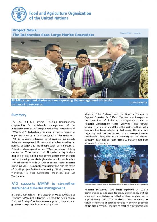 picture_Project On Ecosystem Pdf 49833 | March 2020 Project News The Indonesian Seas Large Marine Ecosystem