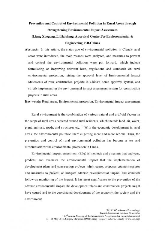 picture Environmental Assessment Pdf 49521 | Prevention And Control Of Environmental Pollution In Rural Areas Through Strengthening Environmental Impact Assessment