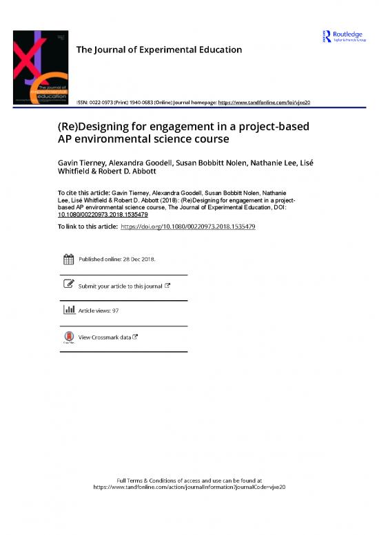picture Journal Article Example Pdf 49852 | Redesigning For Engagement In A Project Based Ap Environmental Science Course