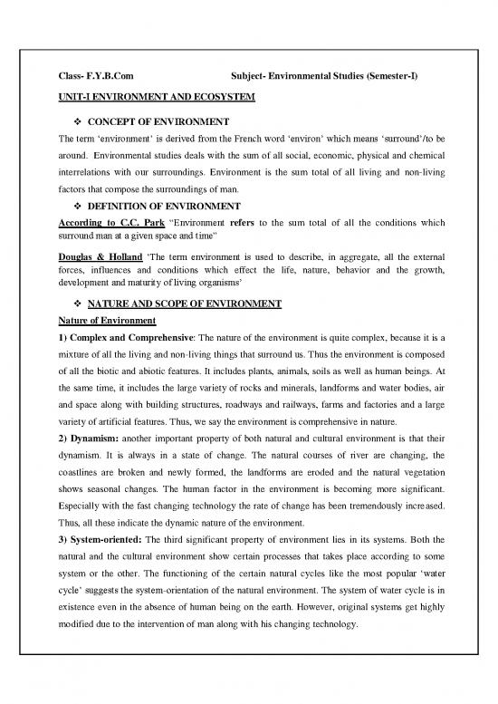 picture1_The Environment Pdf 50731 | Unit I (sem I) Evs  Environment & Ecosystem