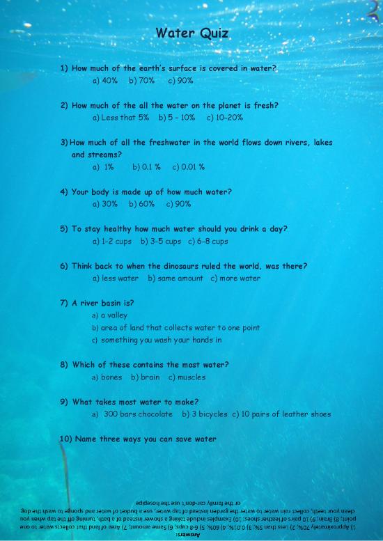 picture River Flows In You Pdf 50503 | Water Quiz