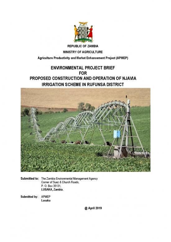 picture Environmental Management Pdf 50368 | Zambia Apmep Esmp Njavia Irrigation Scheme Updated