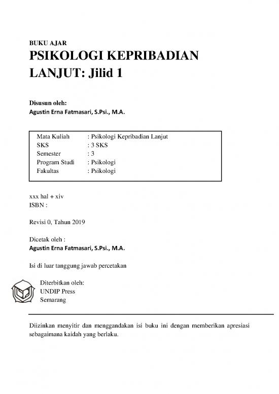 Psikologi Pdf 51242 | Buku Ajar Kepribadian Lanjut 2019