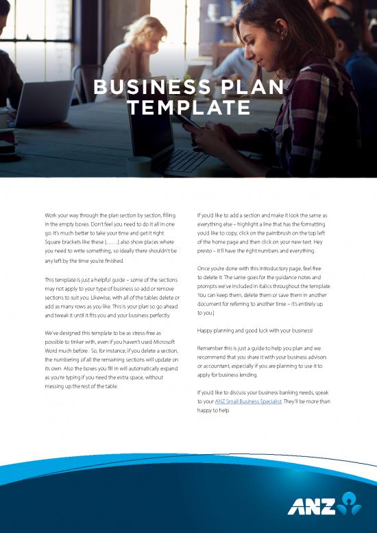 anz small business plan template