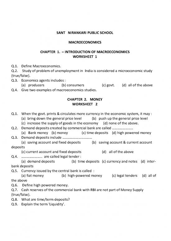 picture Money Pdf 52580 | Class 12 Macroeconomic