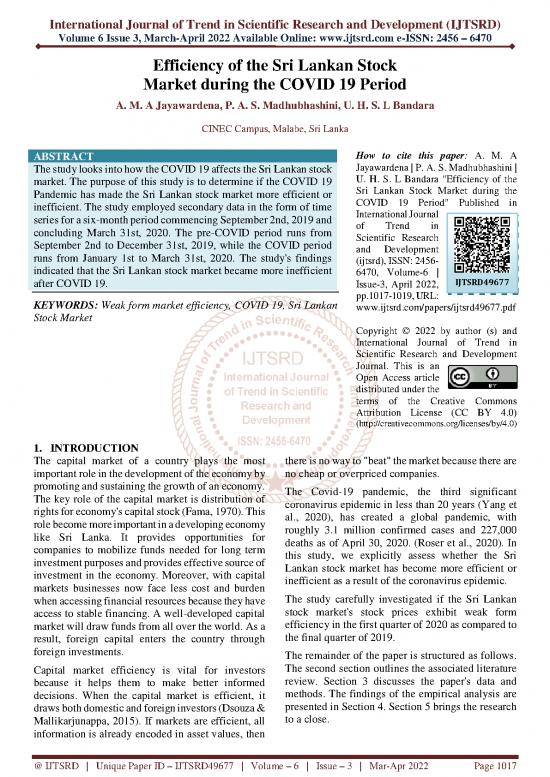 picture1_Research Pdf 52114 | Efficiency Of The Sri Lankan Stock Market During The Covid 19 Period