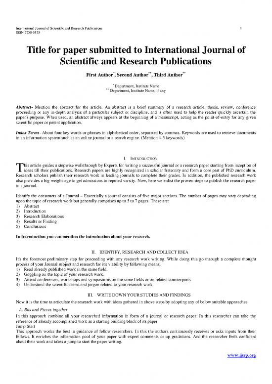 picture Research Pdf 52119 | Ijsrp Paper Submission Format Single Column