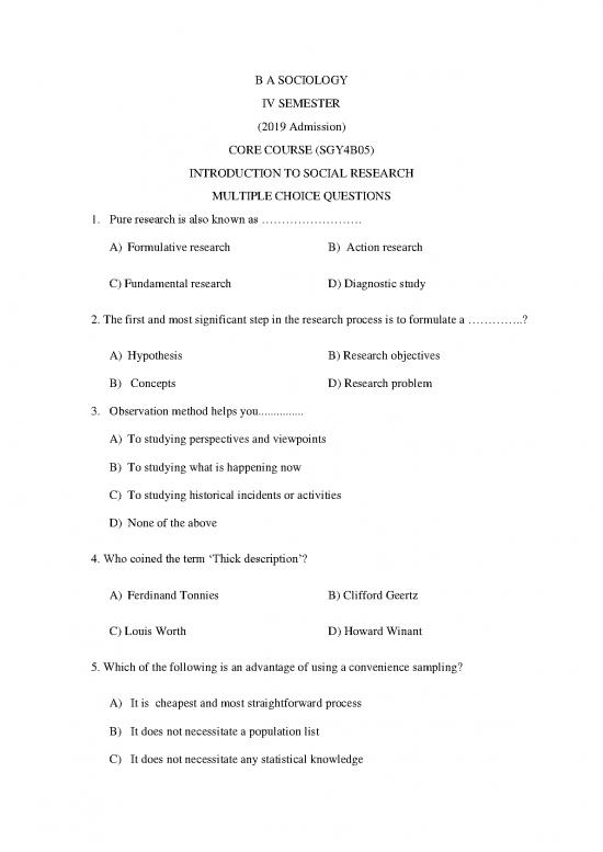 picture Research Pdf 52992 | Mcq   Introduction To Social Research