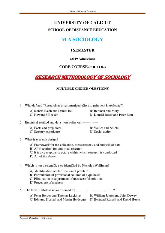 picture Research Methodology Pdf 52993 | Mcq  I Sem Ma Sociology Research Methodology Of Sociology