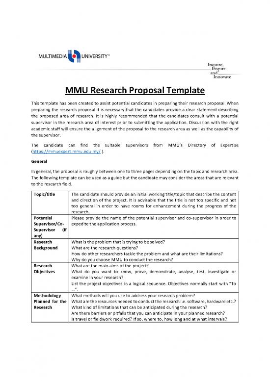 picture Sample Of Research Proposal Pdf 52349 | Research Proposal Template 28082018