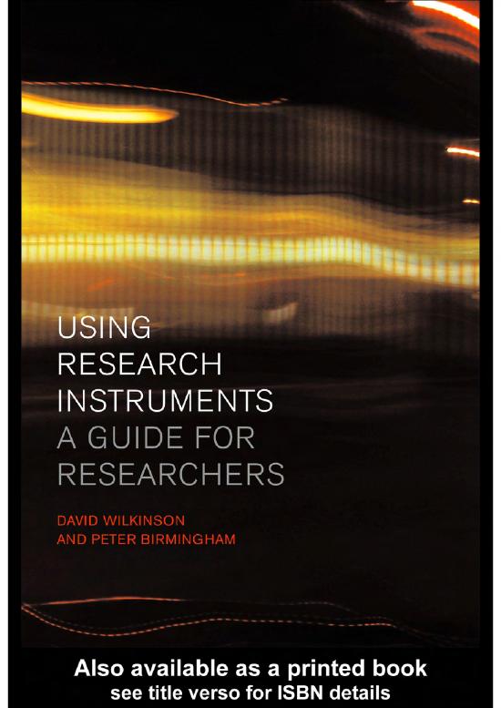 picture Research Pdf 53109 | Using Research Instruments A Toolkit For Researchers