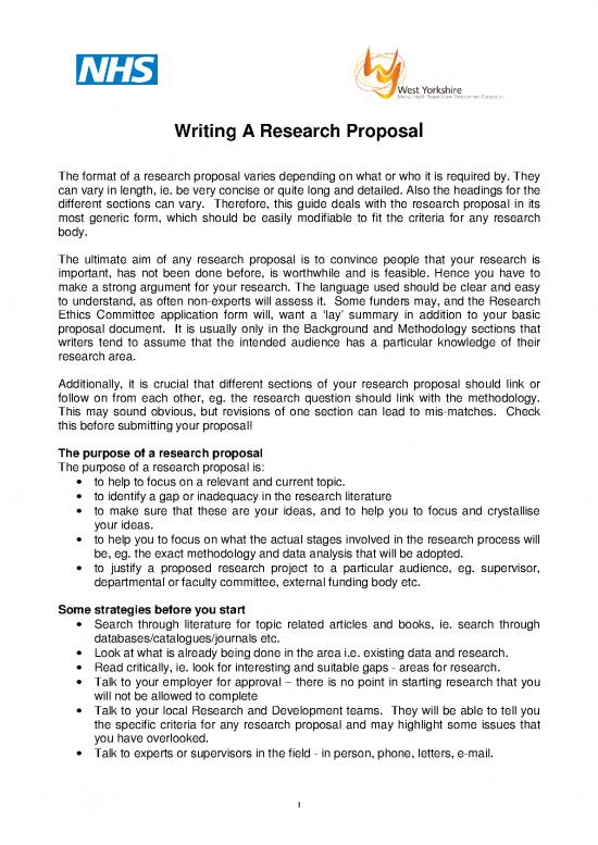 picture Research Methodology Pdf 53199 | Writing Your Research Proposal Leafletv21