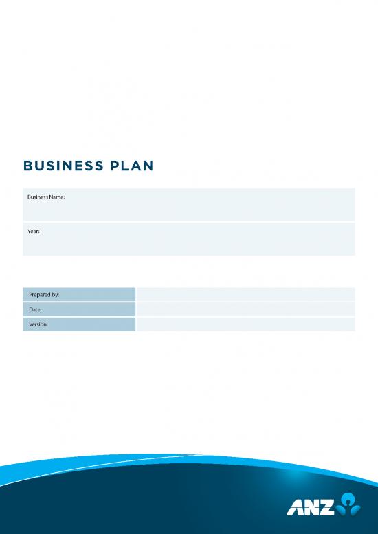 anz bank business plan template
