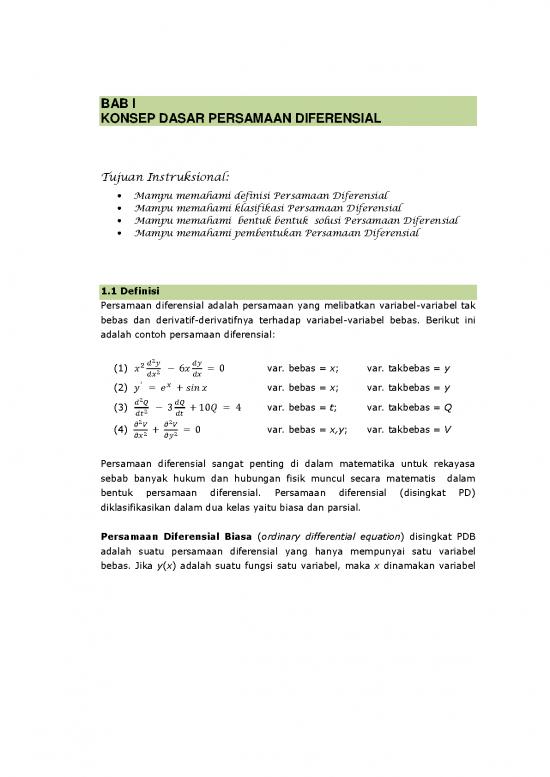 picture_Matematika Pdf 54487 | Bab I Konsep Dasar Persamaan Diferensial
