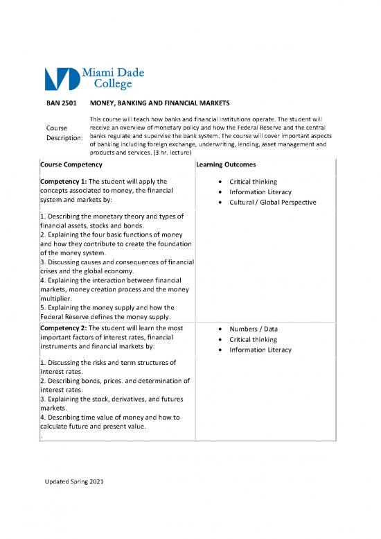 picture Money Pdf 55308 | Ban2501 Money Banking And Financial Markets
