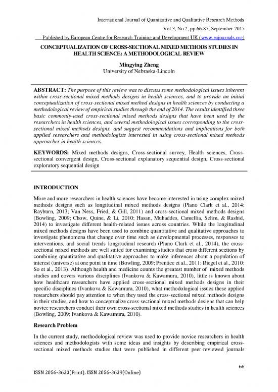 picture Research Pdf 54893 | Conceptualization Of Cross Sectional Mixed Methods Studies In Health Science
