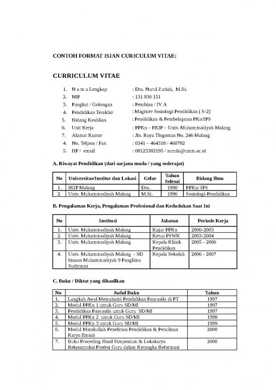 picture Cv Lamaran Kerja Doc 56513 | Curiculum Vitae  Nurul Zuriah Fkip picture Cv Lamaran Kerja Doc 56513 | Curiculum Vitae  Nurul Zuriah Fkip