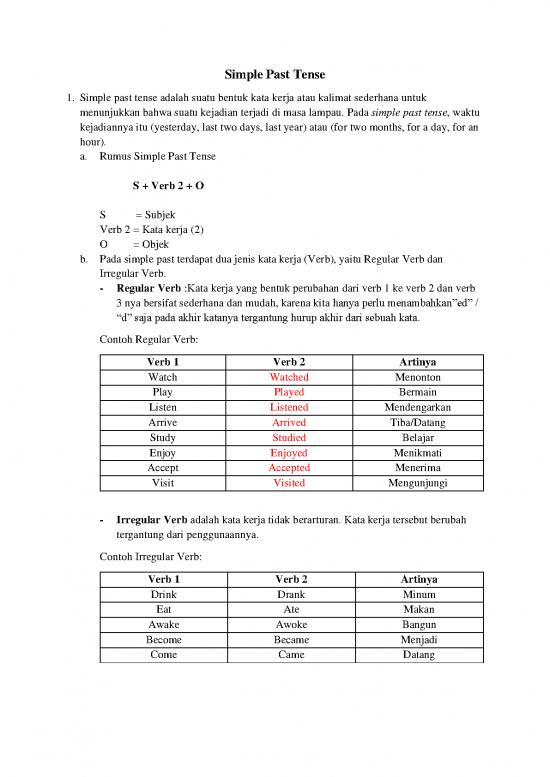 picture1_Irregular Verb Dan Artinya Pdf 54578 | Materi Simple Past Kelas 5