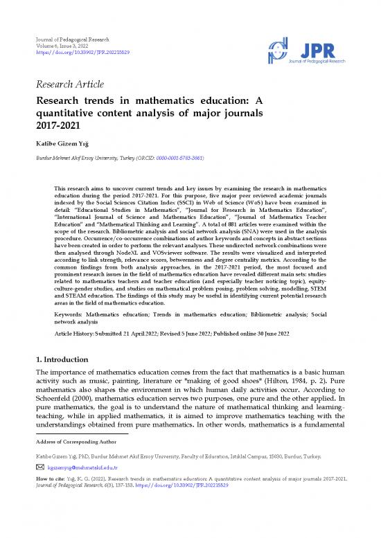 picture Research Pdf 55154 | Research Trends In Mathematics Education A Quantitative Content Analysis Of Major Journals 2017 2021 12194