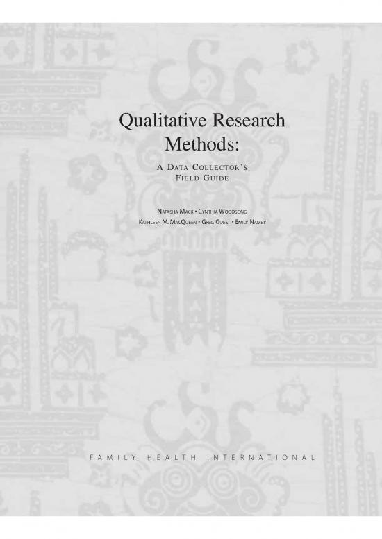 qualitative research methods a data collector's field guide