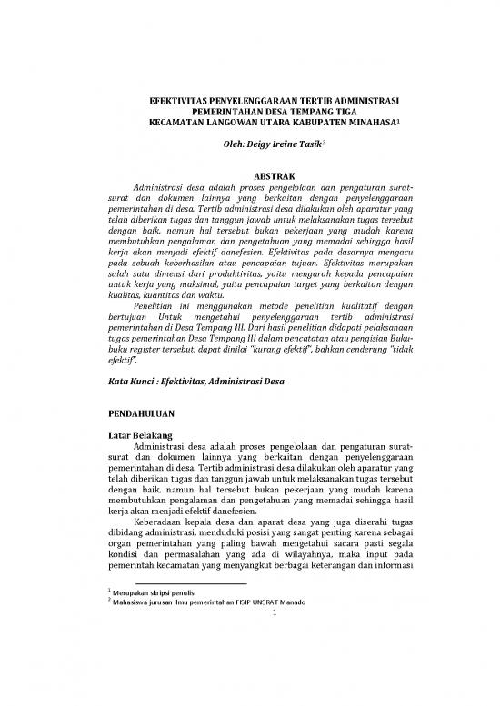 picture Pemerintahan Desa Pdf 58697 | 1166 Id Efektivitas Penyelenggaraan Tertib Administrasi Pemerintahan Desa Tempang Tiga K