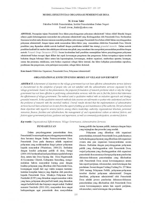 picture Pemerintahan Desa Pdf 58648 | Jurnal Sosiohumaniora  Model Efektivitas Organisasi Pemerintah Desa
