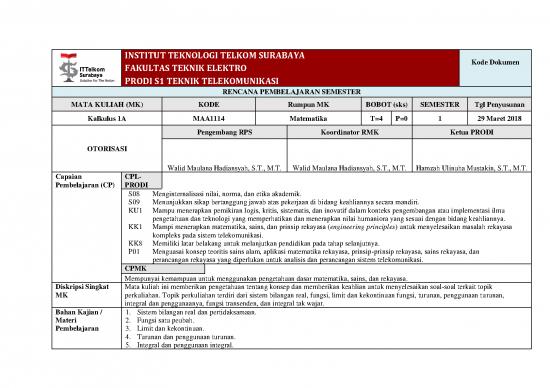 Kalkulus Pdf 57852 Kalkulus 1 A