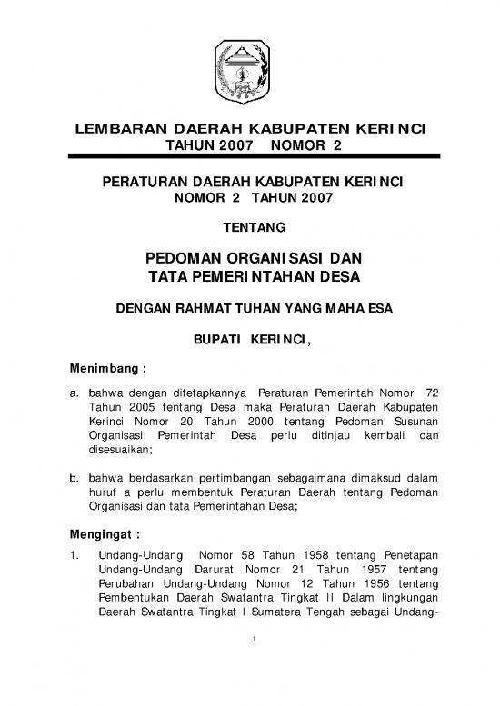 picture Susunan Pemerintah Desa 58715 | Perda Ka Kerinci N2 Th 2007 Ttg Pedoman Organisasi Dan Tata Desa