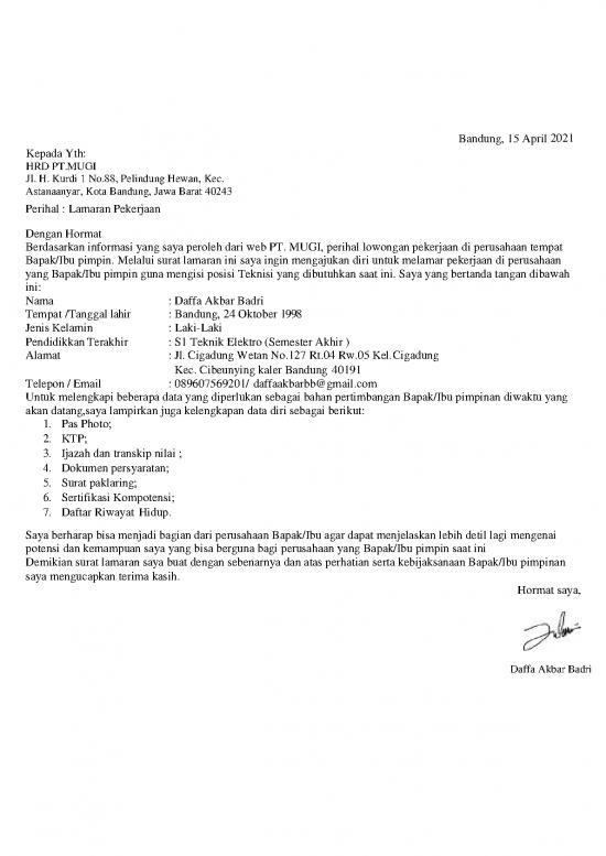 picture Lamaran Kerja Pdf 57818 | Surat Lamaran Daffa Akbar Badri