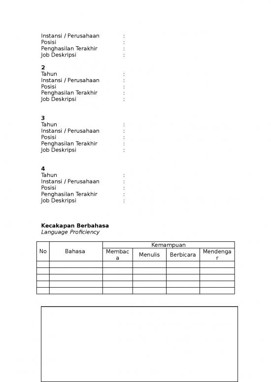 Cv Lamaran Kerja Doc 57313 | Form Cv