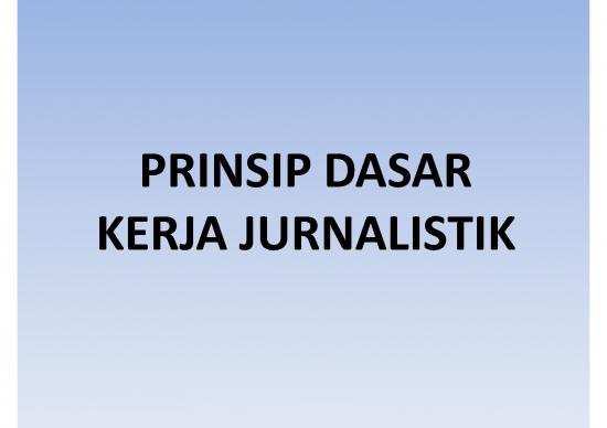 Jurnalistik Pdf 61562 | Prinsip Dasar Kerja Jurnalistik