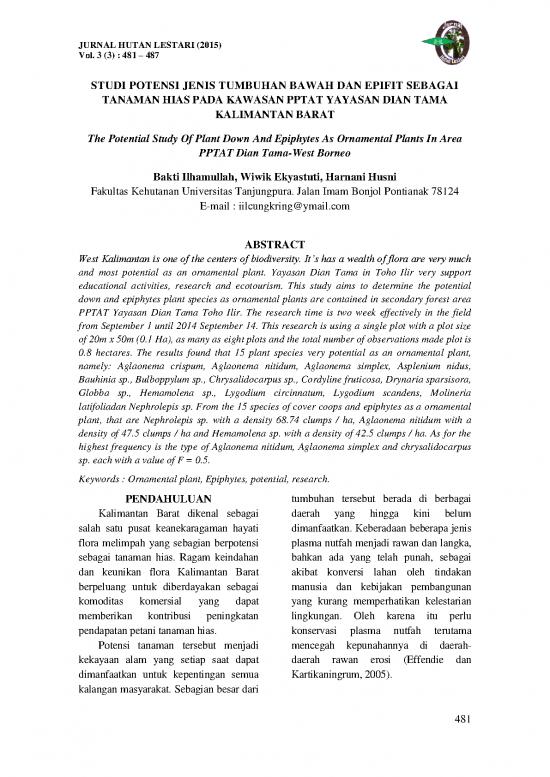 picture1_Tanaman Hias Pdf 63479 | 10484 Id Studi Potensi Jenis Tumbuhan Bawah Dan Epifit Sebagai Tanaman Hias Pada Kawasan