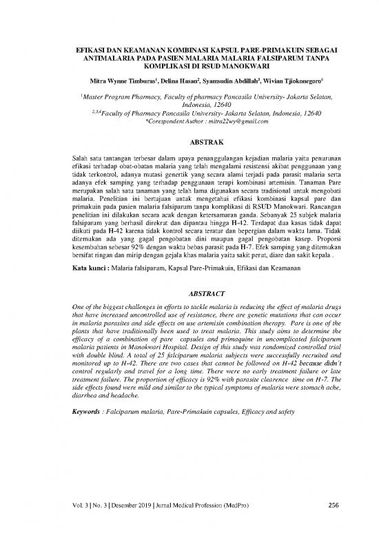 picture_Primakuin 63351 | Efikasi Dan Keamanan Kombinasi Kapsul Pare Primakuin Sebagai Antimalaria Pada Pasien Malaria Malaria Falsiparum Tanpa Komplikasi Di Rsud Manokwari