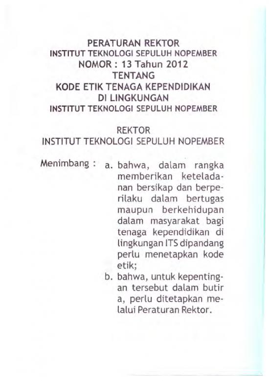 picture Kode Etik Tenaga Kependidikan 63230 | Peraturan Rektor Its No 13 Tahun 2012 Tentang Kode Etik Tendik