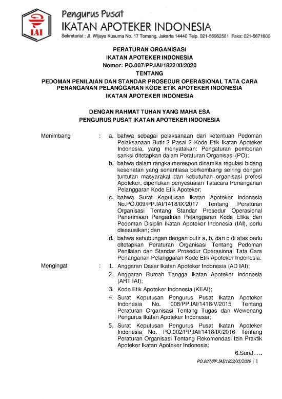 picture_Etika Pdf 62782 | Po 007 Pp Iai 1822 Xi 2020 Tentang Pedoman Penangan Pelanggaran Kode Etik