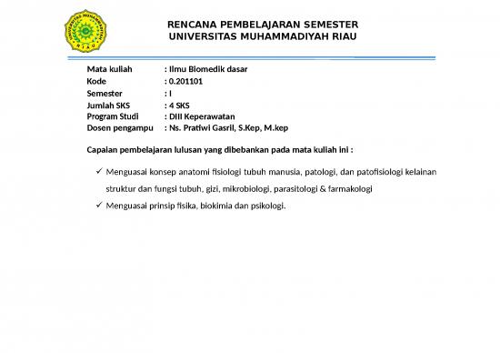 Semester 1 Rps Ilmu Biomedik Dasar