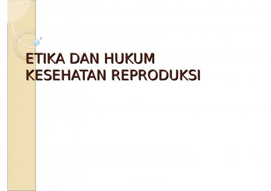 Etika Dan Hukum Kesehatan Reproduksi