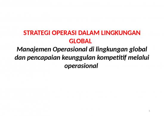 Manajemen Operasional Ppt 64274 | Strategi Operasi Dalam Lingkungan Global