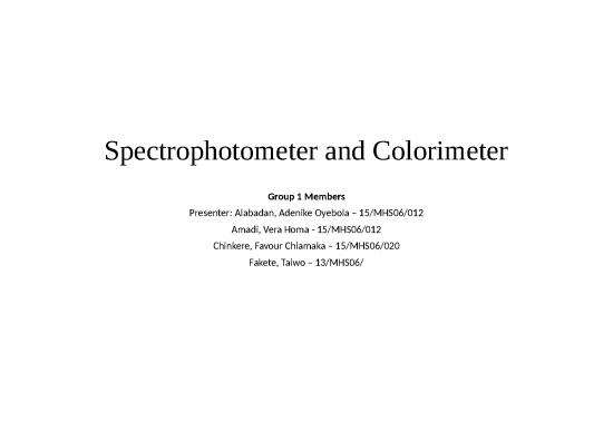 picture Spectrophotometry Slideshare 66975 | 1590318080spectrophotometer And Colorimeter Group 1
