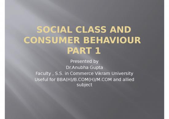 picture Consumer Behaviour Ppt 67732 | Bba 6th Sesocial Class And Consumer Behaviour   Part  1 Cb By Danubha