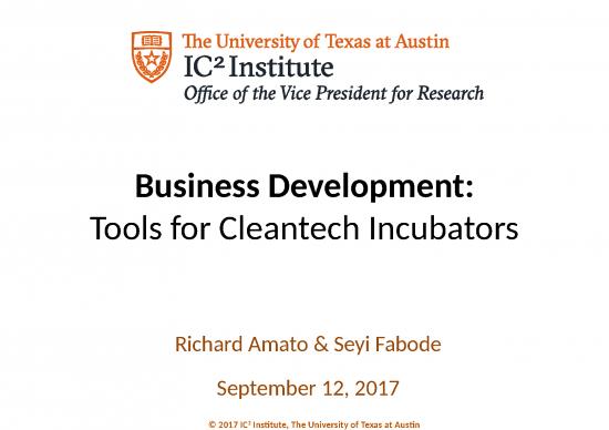 picture Strategy Presentation 69143 | Business Development For Cleantech Incubators Final 20170912