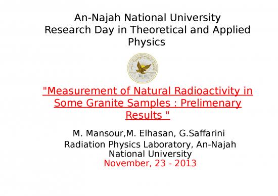 picture Measurement Of Radioactivity Slideshare 67030 | Measurement Of Natural Radioactivity In Some Granite Samples  Prelimenary Results