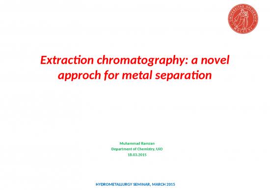 picture1_Liquid Liquid Extraction Slideshare 66880 | Ramzan   Hydromet Prosjektmote 18mar2015   Extraction Chromatography