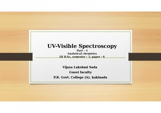 picture Powerpoint Summary Slide 66982 | Uv Spectroscopy Iv By Vijay Lakshmi Sada