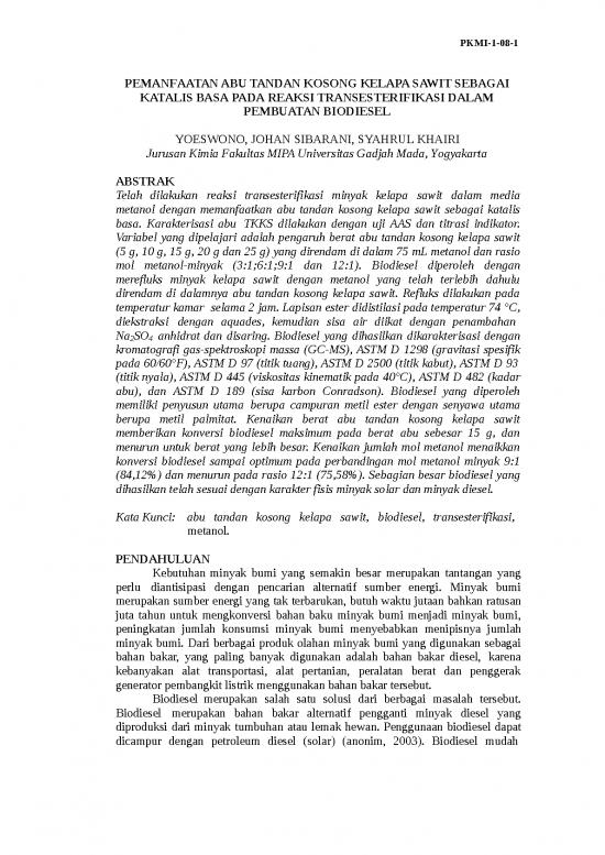 picture Reaksi Transesterifikasi Adalah 6639 | Pemanfaatan Abu Tandan Kosong Kelapa Sawit Sebagai Katalis Basa Pada Reaksi Transesterifikasi Dalam Pembuatan Biodiesel - Pertanian