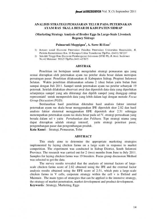 picture Agribisnis Pdf 7156 | Penelitian   Analisis Strategi Pemasaran Telur Pada Peternakan Ayam Ras Skala Besar Di Kabupaten Sidrap - Pertanian Dan Peternakan