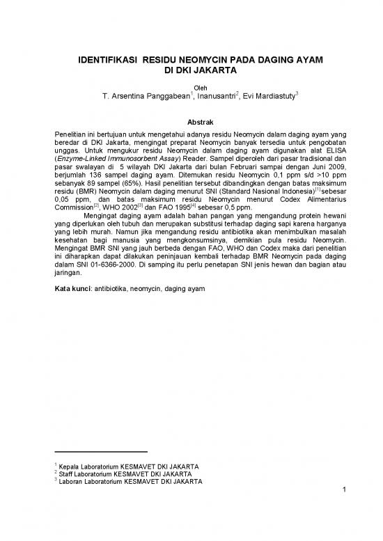 picture1_Penelitian Pdf 7161 | Penelitian   Identifikasi  Residu Neomycin Pada Daging Ayam - Pertanian Dan Peternakan