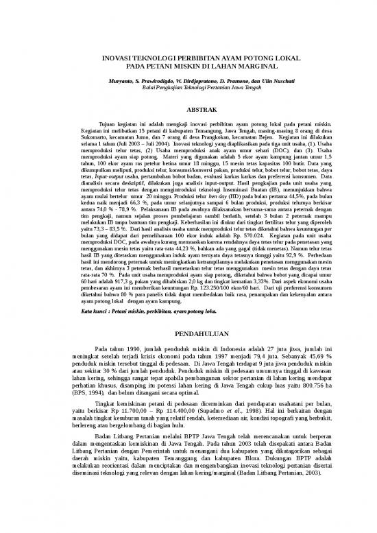 picture_Presentasi Usaha 7162 | Penelitian   Inovasi Teknologi Perbibitan Ayam Potong Lokal Pada Petani Miskin Di Lahan Marginal - Pertanian Dan Peternakan